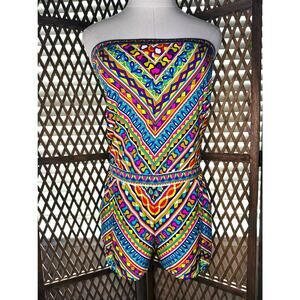 Trina Turk Peruvian Strapless Swimsuit Cover Up Romper sz XS